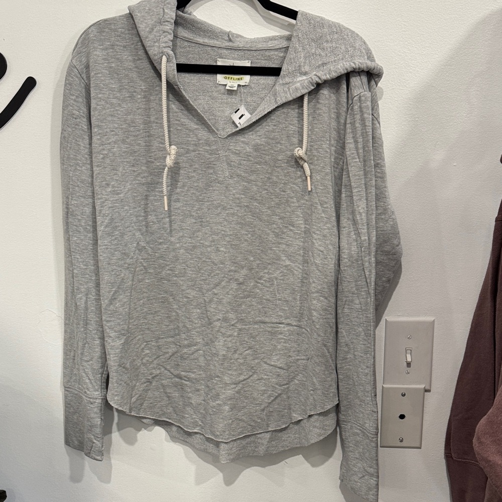 aerie Light Gray Hooded Pullover